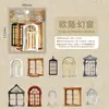 Série Histórias de Grade Vintage Adesivos para Pet Janela Material Retrô Decoração de Colagem para Diário 6 Estilos