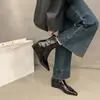 Botas de Tacón de Cuña Puntiagudas de Tacón Alto Hong Kong para Mujer 2026 Primavera y Otoño Nueva Moda Botas Delgadas Botines Versátiles Estilo Francés Botines