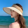 Sombrero de Sol Negro de Ala Ancha para Verano, Sombrero para Deportes al Aire Libre con Parte Superior Vacía, Estilo Coreano de Moda para Mujer, Sombrero de Sol Versátil
