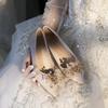 Punta Fina Tacón de Aguja Ante Aplicación Rojo Tacones Altos Festivo Banquete de Boda Vestido Zapatos de Boda Zapatos de Dama de Honor Venta al por Mayor Zapatos de Boda