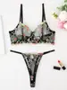 Sujetador sexy de una sola capa con diseño floral pequeño y tanga de aro de acero, ropa interior sexy, suministro de comercio exterior, venta directa de fábrica