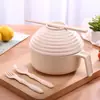 [Tazón de Fideos Instantáneos de Celebridad de Internet de 5 Piezas] Tazón de Fideos Instantáneos con Tapa Paja de Trigo Lonchera para Estudiantes Lonchera Dormitorio Hogar