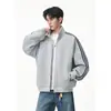 Nuevo cárdigan sudadera casual de alta gama para hombre Otoño/Invierno 2026 - Algodón chino de 400G Chaqueta de moda a rayas Tendencia