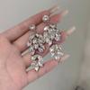 Aretes de Tuerca Flor Diamante Hoja de Trigo Pin Plata Lujo Ligero Aretes Elegantes de Alta Gama Aretes Retro con Sentido del Diseño