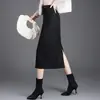 Falda Otoño e Invierno 2024 para Mujer Cintura Alta Abertura Estilo Chanel Cadera Falda Recta Adelgazante Media Longitud Falda de un Paso