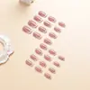 Uñas Completas Estilo Cuadrado Europeo de Longitud Media Francesas Sencillas Falsas Venta Caliente de Verano Uñas Portátiles Al Por Mayor