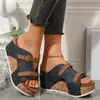 Nuevas sandalias de cuña para mujer de talla grande, de punta abierta, suela gruesa, con tachuelas, suministro directo transfronterizo europeo y americano
