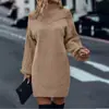 Suéter de Punto de Alta Gama con Hombros Descubiertos Estilo Europeo y Americano para Mujer, Jersey, Nuevo Otoño e Invierno 2026 Holgado de Cuello Alto Medio Mangas de Farol Tejido para Mujer