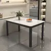 Mesa de comedor de losa de roca, diseño simple y elegante, adecuada para uso doméstico, forma rectangular, ideal para apartamentos pequeños, juego de mesa y sillas de comedor