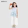 Conjunto de Verão para Meninas 2026 Roupas Infantis Estilosas Novas para Crianças Maiores, Conjunto Casual de Duas Peças Fino Sem Mangas
