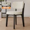 Cadeira de Jantar de Madeira Maciça Nórdica Cadeira de Mesa de Jantar para Casa Luxo Leve Minimalista Sala de Estar Restaurante Estilo Retrô Francês Creme Cadeira lírio