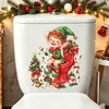 Duende navideño divertido sentado en el inodoro, pegatina decorativa autoadhesiva para baño, creando una atmósfera navideña festiva