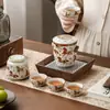 Conjunto de Xícaras de Cerâmica Dunhuang para Infusão Rápida com Um Bule e Quatro Xícaras Conjunto de Chá de Viagem Evento de Reunião Anual de Compra em Grupo de Hotel Presente