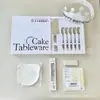 Juego de cubiertos de acero inoxidable para pastel caja de regalo suministros para fiesta de repostería juego de siete piezas de cubiertos y cucharas juego de vajilla de cumpleaños