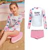 Phibee Phoebe Elefantinho Bebê Feminino Infantil Manga Longa Protetor Solar Roupa de Banho Roupa de Banho para Meninas Transfronteiriça Dividida Roupa de Banho Flamingo