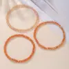 Conjunto de 3 pulseiras de contas de cristal lapidado, versátil e simples, combinação de pulseira de casal de vidro elástico pulseira pulseira