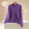 Cardigan de Punto de Lana Cachemira Nuevo Otoño/Invierno 2026 Cuello Redondo Manga Larga para Mujer Patrón Retorcido Suéter de Lana Cepillada