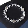 Pulsera tres en uno de cristal blanco natural con amuleto zodiacal para hombre y mujer, con amuleto de ratón, buey, tigre, conejo, dragón, serpiente, caballo, oveja y mono. Venta al por mayor.