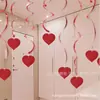 6 Peças de Espirais de Coração Vermelho, Bandeiras para Casamento Dia dos Namorados, Espiral Único e Espiral Duplo Decorações de Festa