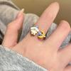 Anillo de Esmalte de Cachorro Lindo Infantil de Dibujos Animados para Mujer Diseño de Nicho Sentido de Apertura Ajustable Anillo de Dieta Anillo Dulce