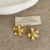 Aretes Metálicos de Flor Texturizada para Mujer, Sencillos, Personalizados, Modernos, Únicos, Exquisitos, Tendencia para el Trabajo, Pendientes y Aretes Versátiles