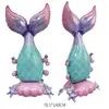 Balões de folha em formato de concha de princesa sereia de desenho animado para decoração de fundo de fotos, atacado transfronteiriço