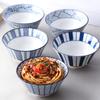 Tigela de Arroz Cerâmica Mino Ware Importada do Japão Pintada Azul Antigo Tigela de Macarrão Tigela de Sopa Tigela Pequena Tigela de Arroz Japonesa Sob Esmalte