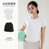 Traje Deportivo de Tenis, Ropa de Entrenamiento de Manga Corta para Mujer, Ropa de Secado Rápido para Correr al Aire Libre, Camisetas de Bádminton de Aspecto Adelgazante, Ropa de Fitness