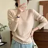 Suéter de punto para mujer, nuevo estilo otoño e invierno, cuello semi-alto, capa base con un sutil brillo, suave y cómodo, corte ajustado, manga larga