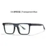 Armazón de Gafas para Hombre Tr con Filtro de Luz Azul Nuevo Marco Cuadrado Pequeño Borde Grueso Estilo Europeo y Americano Gafas sin Graduación con Patillas de Acetato 60038