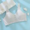 Ropa interior para mamá Zhangyan Sujetador para mediana edad y personas mayores Cuadros Estilo británico Delgado Transpirable Sin aros Sujetador tipo chaleco con cierre frontal