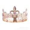 T-8 Nova Coroa Barroca Retrô Coroa Redonda de Noiva Tiara Vestido de Casamento Acessórios de Casamento Coroa de Performance para Concurso Decoração