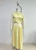 Vestido Casual Sexy de Moda, Estilo Irregular, Cuello Diagonal, Plisado, Color Sólido, Comercio Exterior Transfronterizo, Vestido para Vacaciones en la Playa