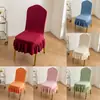Funda elástica para silla de banquete transfronteriza con falda, funda de silla grande curva de cobertura total, funda a prueba de polvo para respaldo, funda de silla integrada