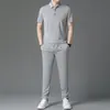 Traje deportivo informal de verano para hombre, camiseta de manga corta sin rastro de seda helada, ropa deportiva para hombre, 2024