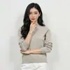 Suéter 100% Lana Hengyuanxiang para Mujer Otoño e Invierno 2025 Nuevo Estilo Color Sólido Versátil Cálido Cuello Alto Pequeño Suéter para Mujer Moderno