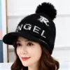 Gorro de Punto de Invierno para Mujer, Forrado de Felpa, Engrosado, Cálido, Protector de Orejas, Gorra tipo Pato, Gorro de Ciclismo Antifrío de Moda con Ala Ancha