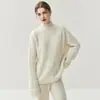 Qualidade de Luxo Leve! Suéter Elegante e Versátil de Caxemira Feminino para Outono e Inverno Suéter de Caxemira Feminino Gola Alta Meia Manga Ombro a Ombro Padrão Argyle