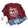 Estação independente Amazon wish caveira borboleta rosa, moda europeia e americana camisa de manga comprida feminina novo suéter atacado