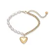 Pulsera de Acero Inoxidable Chapada en Oro de 18K con Corazón Simple y Personalizado Aogu Venta Caliente Transfronteriza Pulsera de Perlas Versátil de Nicho para Mujeres