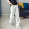 Jeans branco estilo americano para homens verão ootd outfit calças cleanfit workwear calças de perna larga perna reta lavado