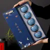 Taza con Patrón de Grietas de Hielo, Taza Huevo de Dragón de los Cinco Elementos, Juego de Té Kung Fu de Cerámica, Taza de Té, Taza de Degustación con Esmalte Craquelado, Juego en Caja de Regalo, Taza de Té Regalo