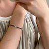 Pulsera de Lazo de Cristal Negro de Plata Esterlina 925 para Mujer Diseño Nicho de Estilo Coreano Simple Hecho a Mano Fresco Pulsera Versátil