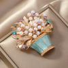 Nuevo Broche de Flor de Perla Esmaltada Moda Cesta de Flores Pin en Maceta Accesorios Antiguos Vintage Personalizados de Pedrería