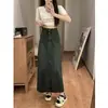 Falda vaquera de media longitud para mujer para principios de verano, de cintura alta, ajustada al cuerpo, nuevo modelo 2026, talla grande, línea A holgada, falda de longitud media