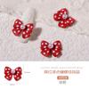 Acessórios de Nail Art Japoneses Vermelho da Internet Onda Laço Pérola Acessórios Fofos Versátil Outono Inverno Unha Liga de Zinco Diamante