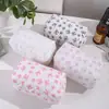 Bolsa de Maquillaje Acolchada con Lazo, Estilo Fresco y Sencillo, Estampado de Rosas, Neceser Portátil de Gran Capacidad para Productos de Cuidado de la Piel