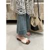 Sandalias tejidas de estilo francés vintage con suela gruesa para mujer, temporada Verano 2026, adecuadas para combinar con vestidos, sandalias tipo slip-on que aumentan la altura