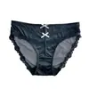 Sombra Floral Transparente~Panty de Encaje para Mujer, Moño de Satín Vintage Francés, Braguita Triangular Sexy de Puro Deseo de Cintura Media para Mujer