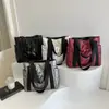 Bolsa Tote Portátil de Grande Capacidade Feminina 2024 Inverno Nova Casual para o Dia a Dia Bolsa de Mão Moda Acolchoada de Algodão Bolsa de Ombro